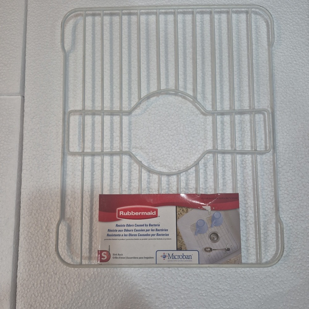 Rubbermaid Small Sink Rack White Kitchen Dish Drainer Grid Protector 6103